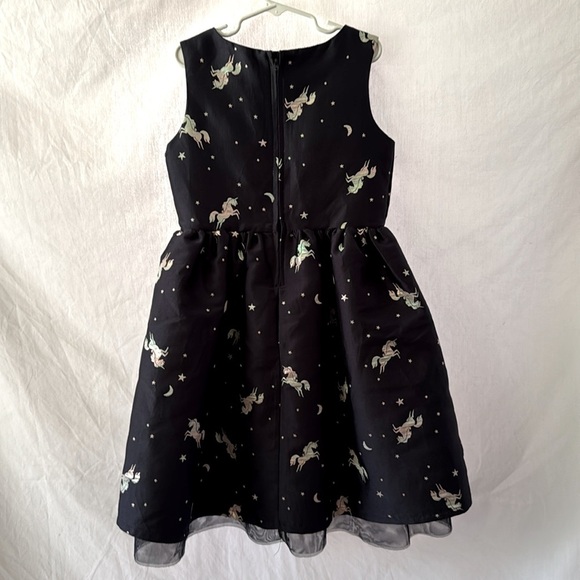 H&M Girls Size 7 Navy Blue Sleeveless Fit and Flare Unicorn Dress - Picture 4 of 5